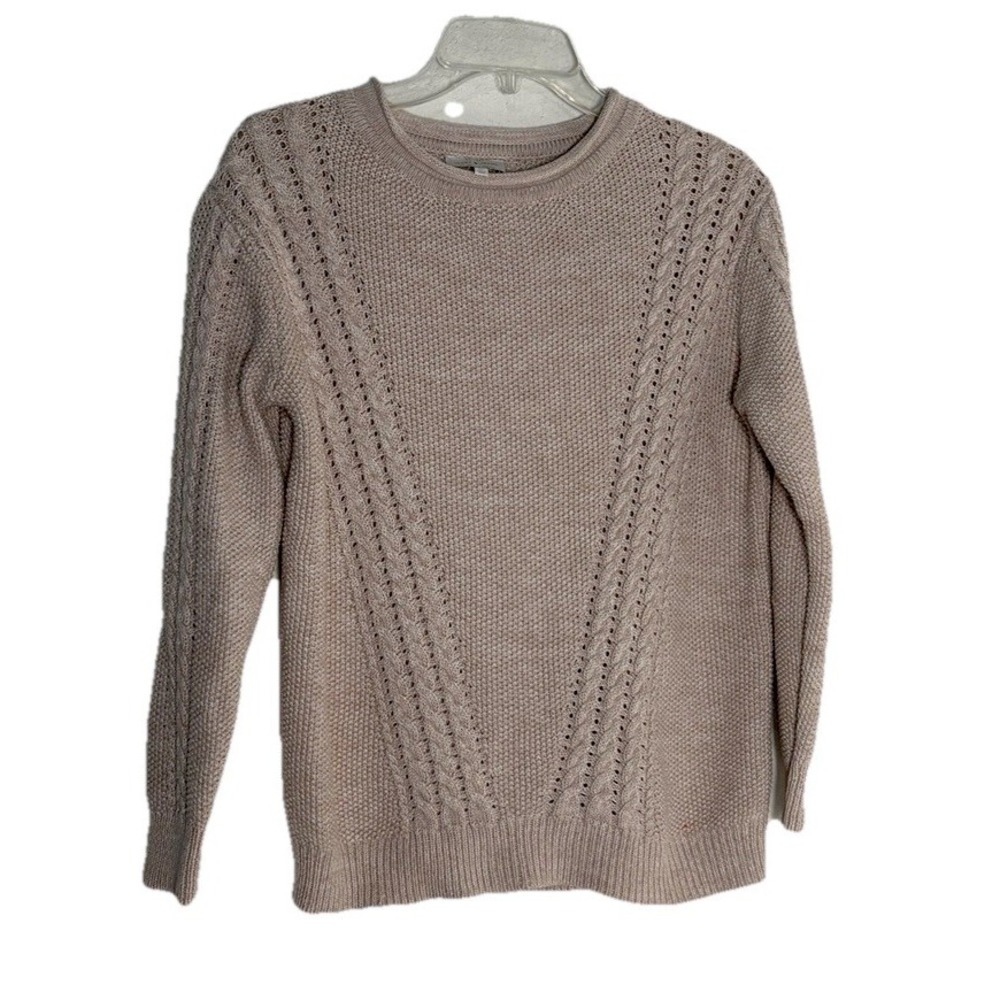 Lucky Brand Sweater Women's XS LS Roll Neck Pullover Beige Classic Preppy